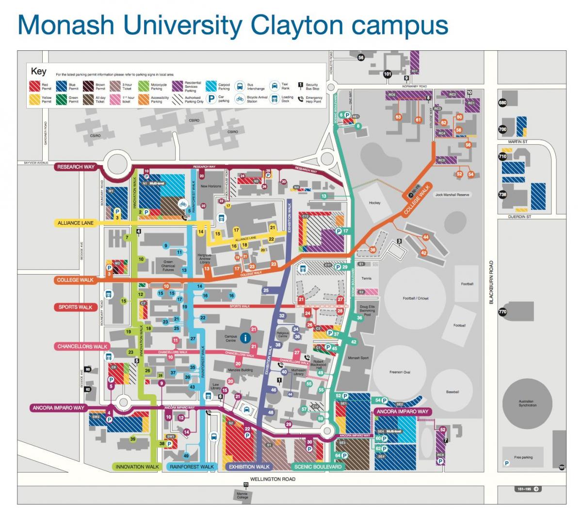 A Monash university Clayton mapa