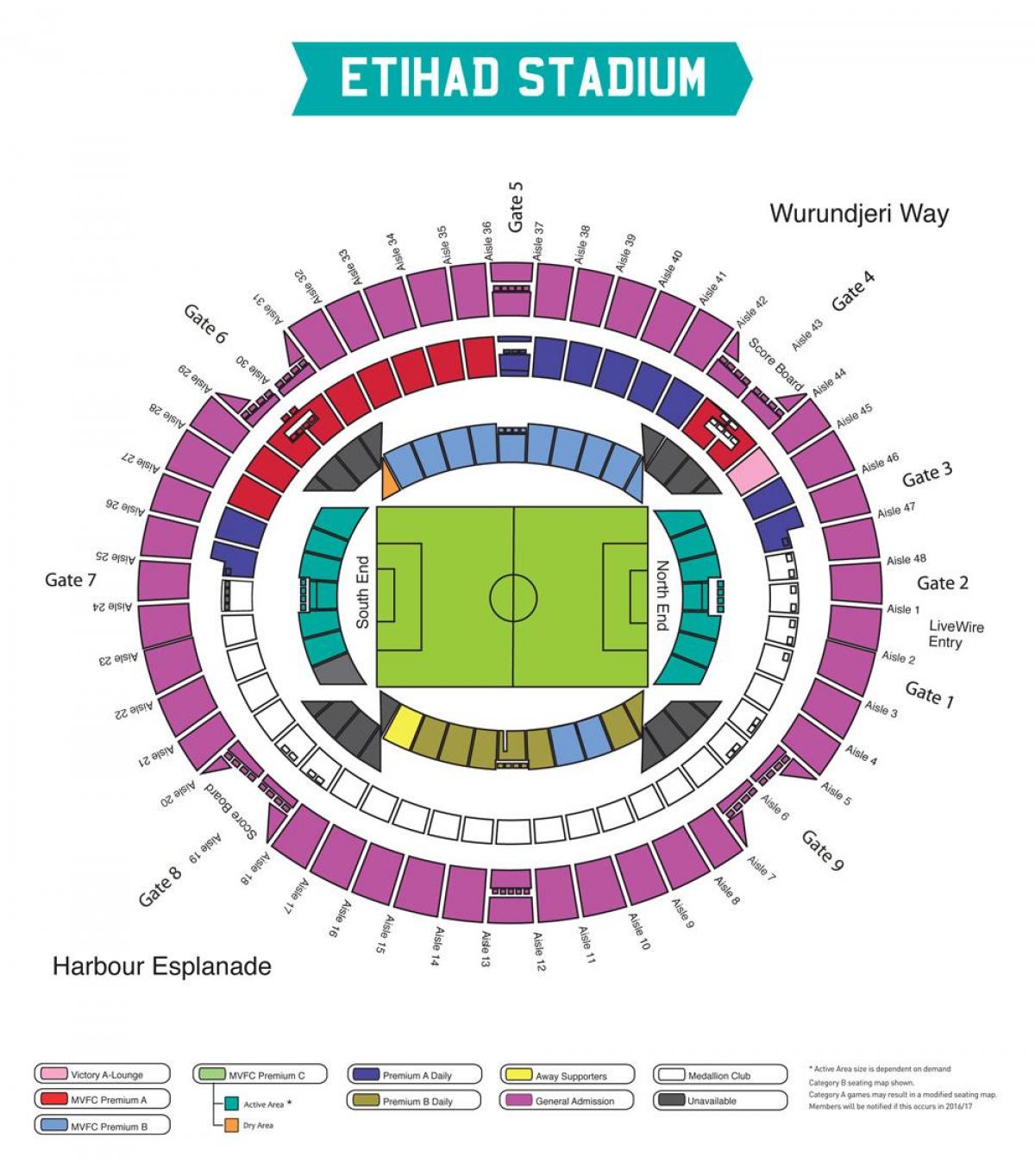 mapa do estádio Etihad Melbourne