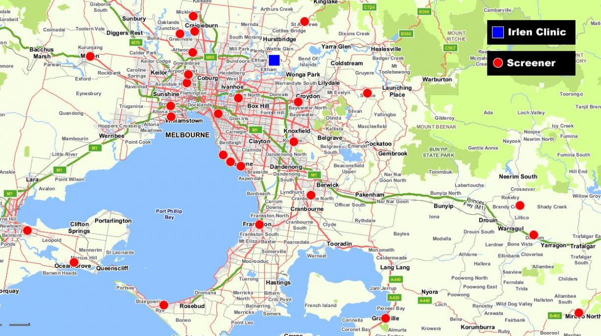 mapa de maior Melbourne