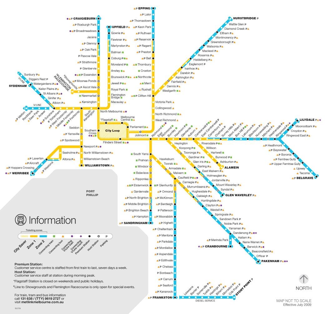 metro mapa de Melbourne