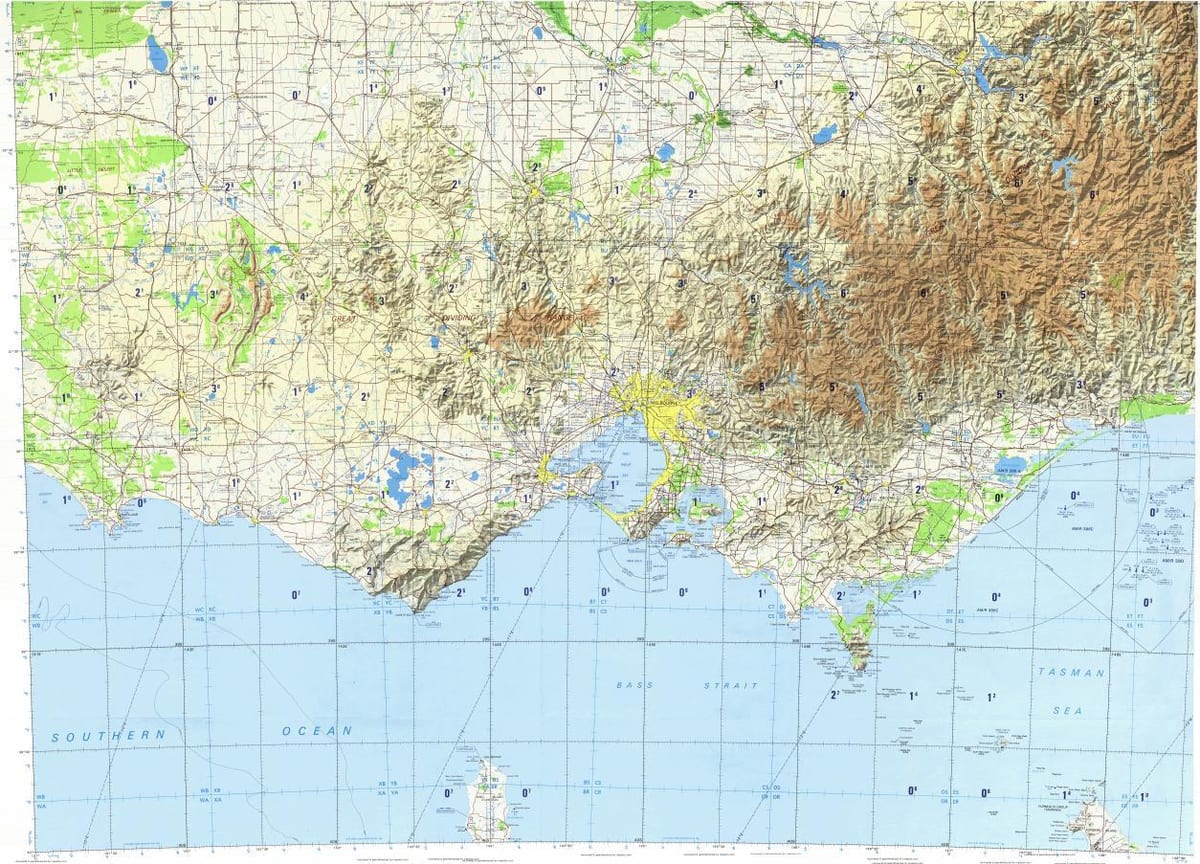 mapa topográfico de Melbourne