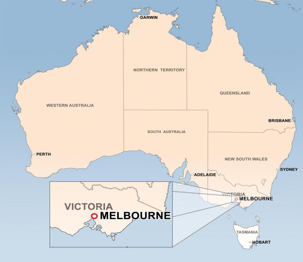 mapa de Melbourne, Austrália