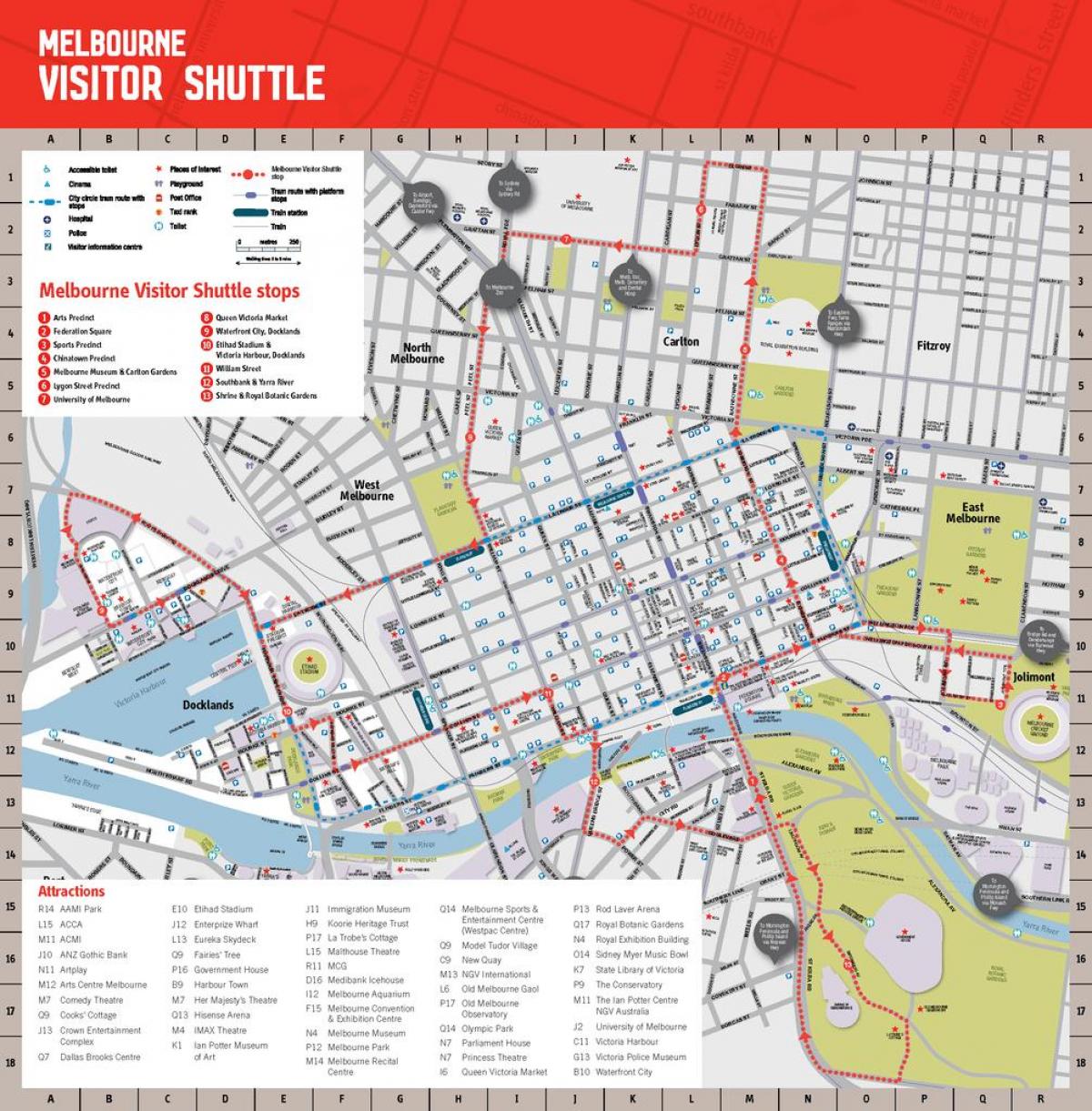 Da cidade de Melbourne atrações mapa