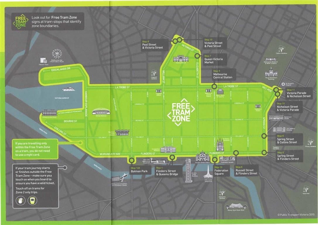 Melbourne livre de eléctrico da zona mapa