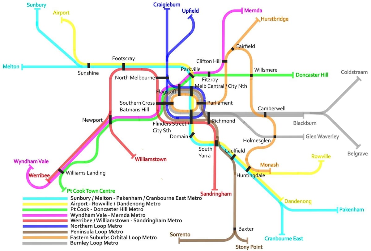 metro mapa de Melbourne