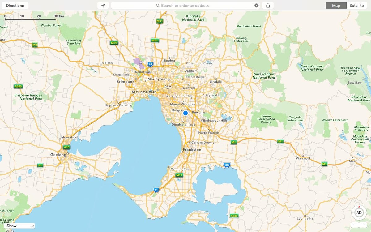 mapa de Melbourne e subúrbios