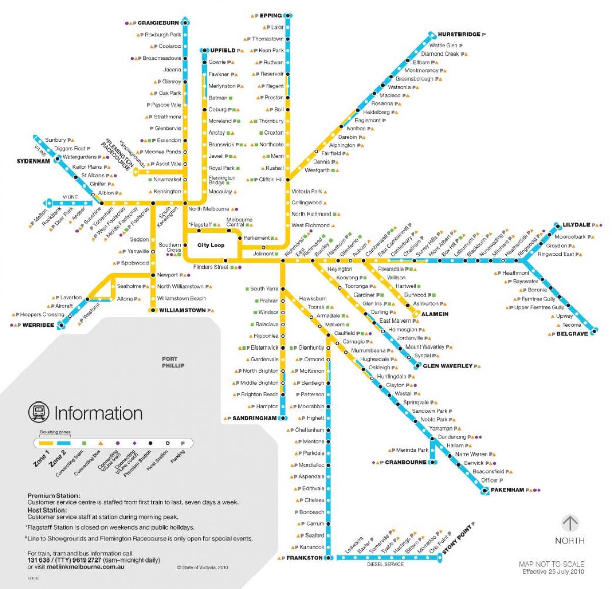 Melbourne rede ferroviária mapa