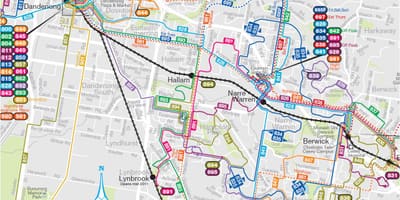 Melbourne ônibus mapa de rotas