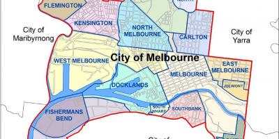 Mapa de Melbourne e subúrbios