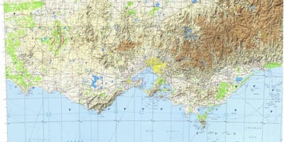 Mapa topográfico de Melbourne