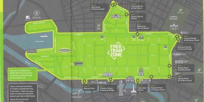 Melbourne livre de eléctrico da zona mapa