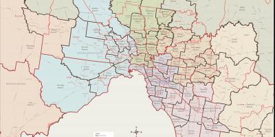 Mapa de Melbourne subúrbios do leste